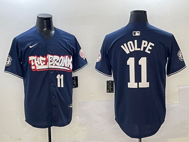 Men New York Yankees #11 Volpe Drak Blue four generations Joint Name 2025 Nike MLB Jersey style 4